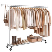 GARDEROBA MOBILNA Wieszak na ubrania SREBRNY rozsuwany do sypialni 150KG