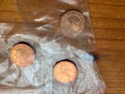 Monety 1 eurocent Niemcy 2002 D mennicze 3 sztuki