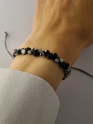 Bransoletka pleciona z kamieniami hematyt regulowana 