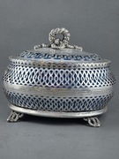 Cukiernica skrzynkowa połowa XIX wieku plater z wkladem szklanym