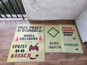 ZESTAW (5 SZT.) ORYGINALNYCH TABLIC BHP Z OKRESU PRL.