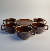 Zestaw pięciu  filiżanek z podstawkami - Pruszków - seria Iwona