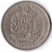 WENEZUELA 1 boliwar 1967, Y# 42, XF