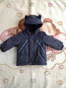Granatowa elegancka ocieplana kurtka z kapturem miś 68 jak nowa