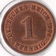 NIEMCY 1 fenig 1906 A, KM# 10, AU