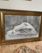 Oryginalny ręcznie wykonany rysunek, akt kobiecy