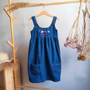 Sukienka jeansowa na szelkach 116 jeans szelki haftowana wygodna rozkloszow