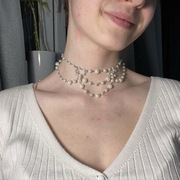 Naszyjnik imitacja pereł stal nierdzewna oraz srebrne zapięcie