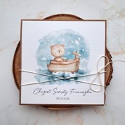 Personalizowana kartka na Chrzest z misiem