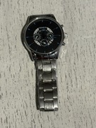 Zegarek męski Geneva srebrna bransoleta czarna tarcza elegancki kwarcowy