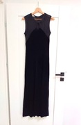 czarna dluga maxi maksi wieczorowa suknia sukienka welurowa 36 S 38 M
