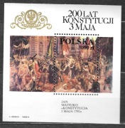 III RP blok 142** z 1991 - 200 lat konstytucji 3 Maja, czyste