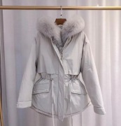 Parka kurtka zimowa z pierzem z futrem naturalnym