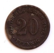 Niemcy, Wilhelm I, 20 fenigów 1876 F