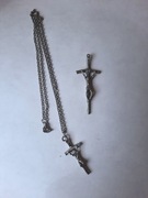 Krzyżyk na łańcuszku z dodatkowym krzyżykiem lata 80