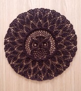 Rustykalna ażurowa brązowa serweta Sowa na szydełku Handmade