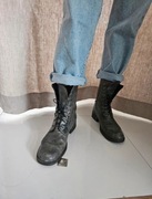 Skórzane szare sznurowane botki 38 biker shoes