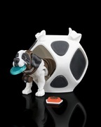 Bernardyn ruchoma figurka psa ze Stylową budą, miseczką i freesby