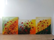 obraz na płótnie, tryptyk "maki"