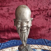 Figurka rzeźba popiersie Chińczyk vintage Ernest Patris cyna Belgia 