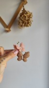 Pierwsze spineczki mini Spinki motylki welurowe dla dziewczynki Hand made