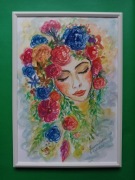 Portret kobiety  akwarela na papierze.