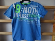 T-shirt _ GT _ niebieski z napisami _ r. 134 - 140