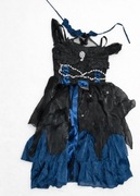 Elegancka czarno niebieska sukienka z koronkami I perełkami rozmiar M