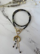 Naszyjnik kamienie naturalne turkus spinel stal 