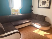 Narożnik do salonu z funkcją spania w kształcie litery U + fotel