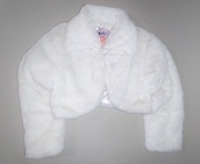 Białe bolerko futerko do chrztu 98-104 / 3L