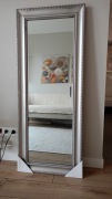 Lustro ozdobne srebrna rzeźbiona rama 55x135 cm 