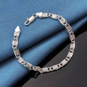 Bransoletka Srebrna 925 BOHO | 20cm | Splot S-link | Prezent