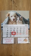 Kalendarz 2026 rok.Trójdzielny bloczek na notatki. Pies i Kot. NOWY! Folia!
