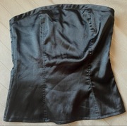 Gorset bluzka czarny S nowy atłasowy satynowy dopasowany
