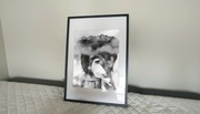 Plakat A3 czarno biały kobieta ptak print fine art 
