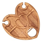 Przenośny drewniany stoliczek dla dwojga w kształcie serca - jasny dąb