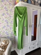 Sukienka satynowa maxi długie rękawy 32/34 XS/XXS Asos Design zielona