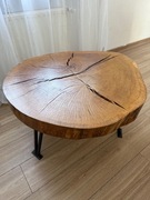 Stolik kawowy z litego drewna dębowego, plaster dębu, loft