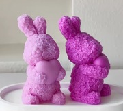 Duży KRÓLIK z Róż z Sercem forma silikonowa 12.4*8 do odlewów Świec Mydła 