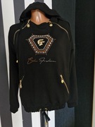 Bluza czarna Charyzma, z kapturem, zdobiona cyrkonie, dżety