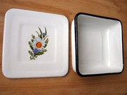 Pojemnik metalowy emaliowany z pokrywką 145x145