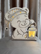 Drewniana lampka nocna LED dla dzieci – Miś