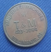 żeton VINTAGE do gry T&M Arcade Willimantic USA