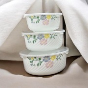 Zestaw ceramicznych misek wzór kwiaty 3 sztuki 