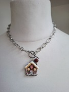 Naszyjnik handmade choker z naturalnych kamieni koral piernik