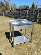 Zlew gastronomiczny dwukomorowy stal nierdzewna