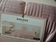 Narzuta kapa welurowa dekoracyjna SMUKEE różowa przeszywana 220x200cm 