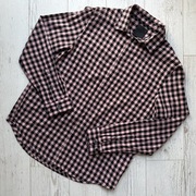 Męska bawełniana różowo-czarna koszula w kratkę regular fit h&m M