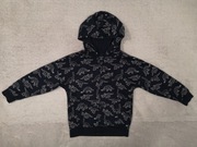 Granatowa zasuwana bluza dresowa z kapturem w dinozaury Primark 110